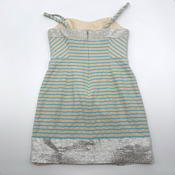 Lilly Pulitzer Women Remi Dress Blue Horizon Bayview Stripe 4 Metallic Strapless - Picture 12 of 16